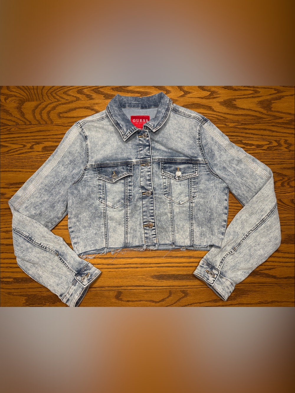 GUESS Acid-Wash Denim Jacket in Light Blue